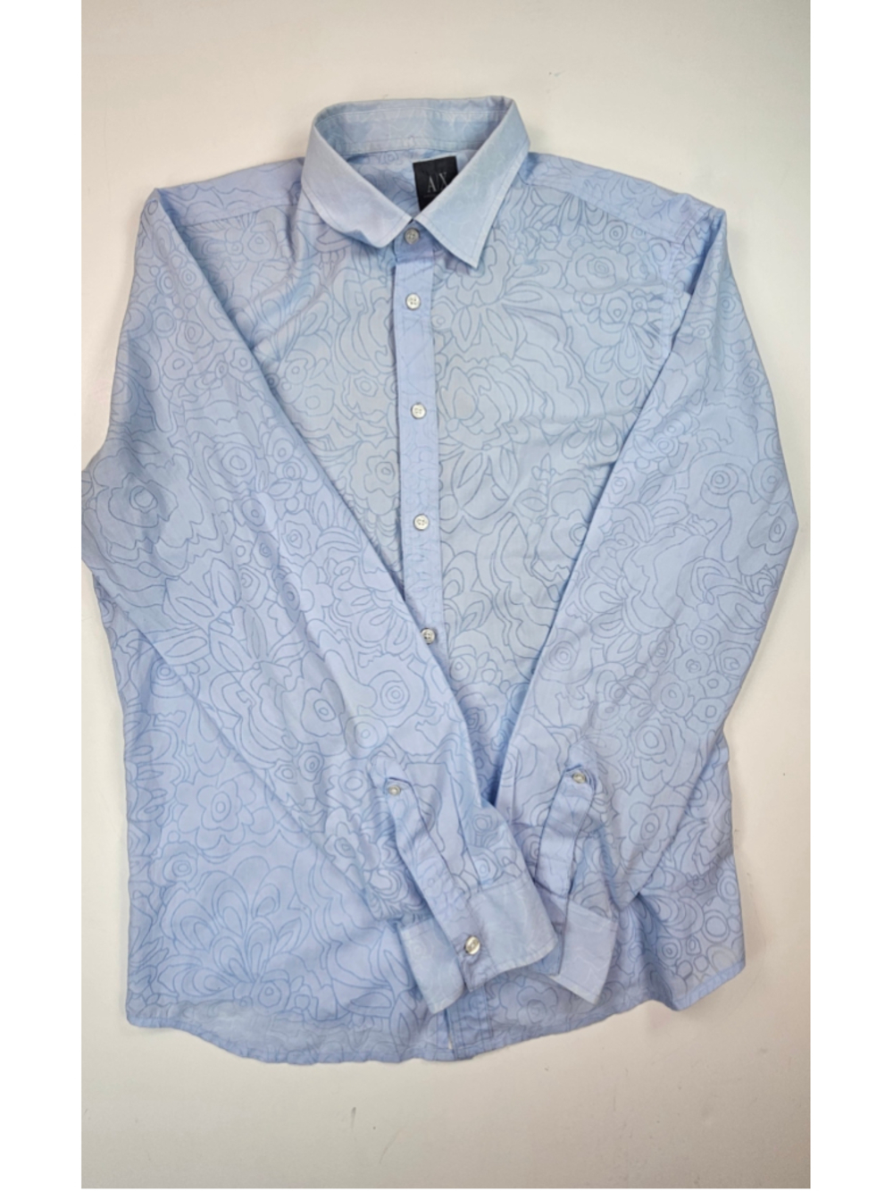 A|X Armani Exchange Shirt Mens XL Blue Floral Long Sleeve Button Up Cotton Blend